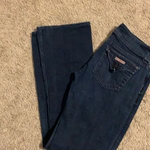 Hudson jeans. Dark blue and wide legged.